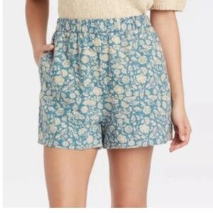 Universal Thread Teal Floral High Waist Shorts